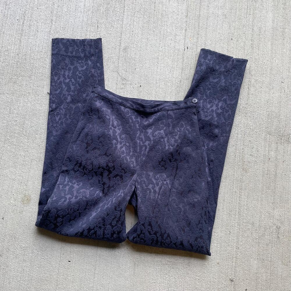 90s Vintage Express Compagnie Vintage Navy Jacquard Slim Fit High Rise Pant XS